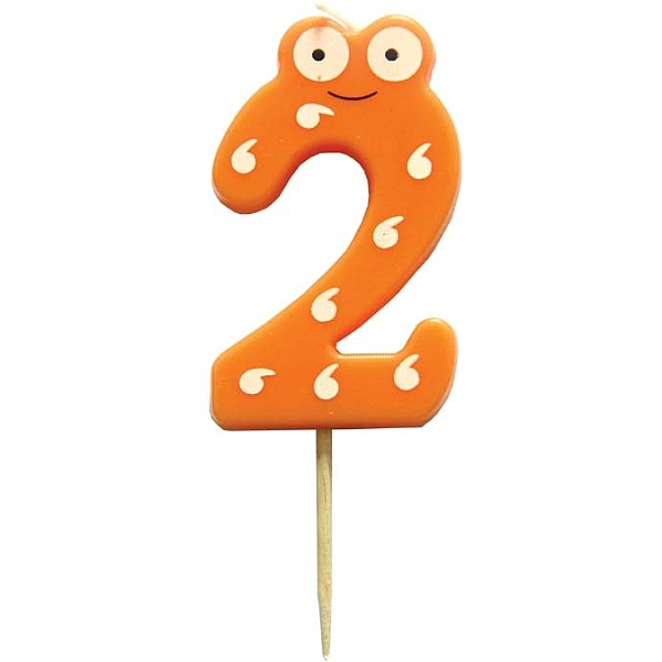 Svíčka narozeninová číslice 2 s očima 6 cm
