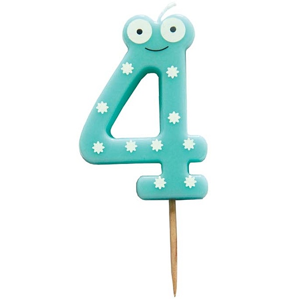 Svíčka narozeninová číslice 4 s očima 6 cm