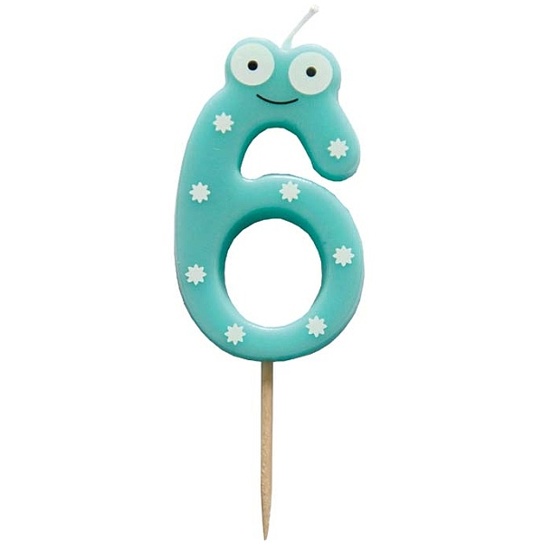 Svíčka narozeninová číslice 6 s očima 6 cm