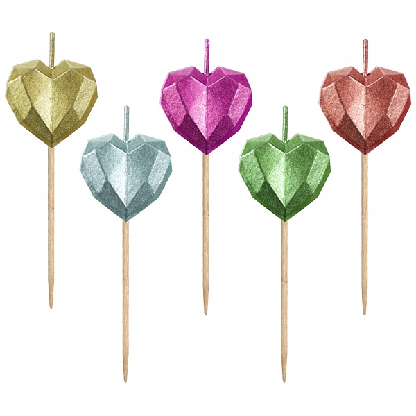 Love party - Svíčky na dort Srdíčka 5 ks
