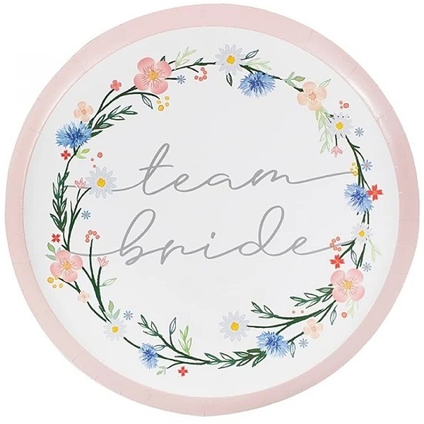 TALÍŘKY papírové Boho Floral Team Bride 24cm 8ks