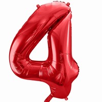 Balónek fóliový číslo 4 červené 85cm