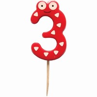 Svíčka narozeninová číslice 3 s očima 6 cm