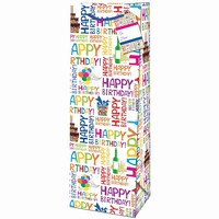 Taška dárková na láhev Happy Birthday nápisy 36 x 12,6 x 8,9 cm