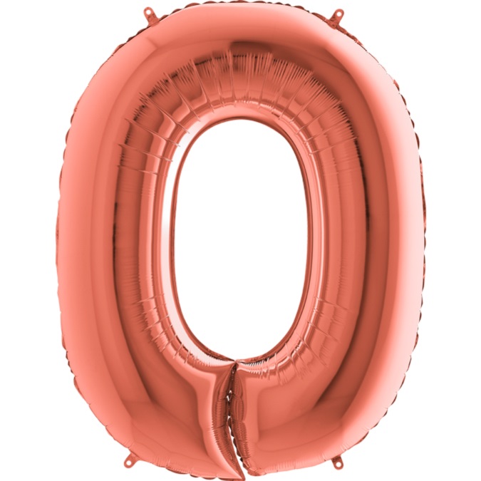 Levně Balónek fóliový číslo 0 růžové zlato 102 cm