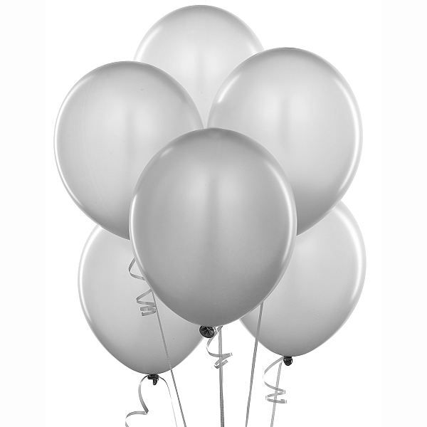 Balónek latexový 30 cm metalický stříbrný 10 ks