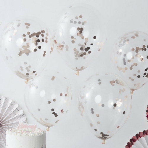Balónky konfetové rose gold 5 ks