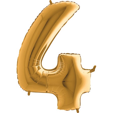 Balónek fóliový číslo 4 zlaté 102 cm