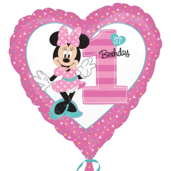 Balónek fóliový Minnie Srdce 1. narozeniny