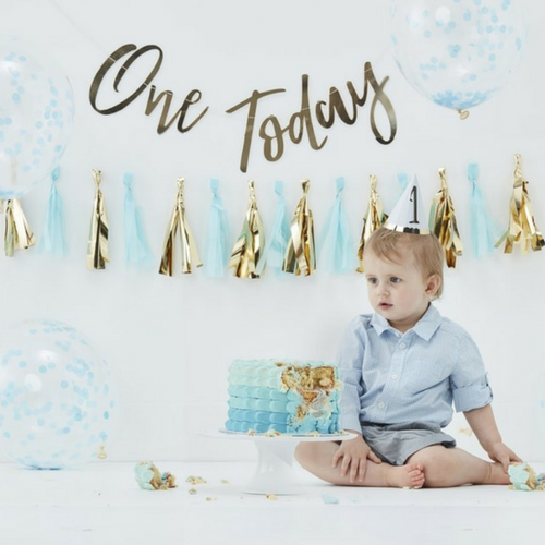 Narozeninový set - První narozeniny - První dort modrá