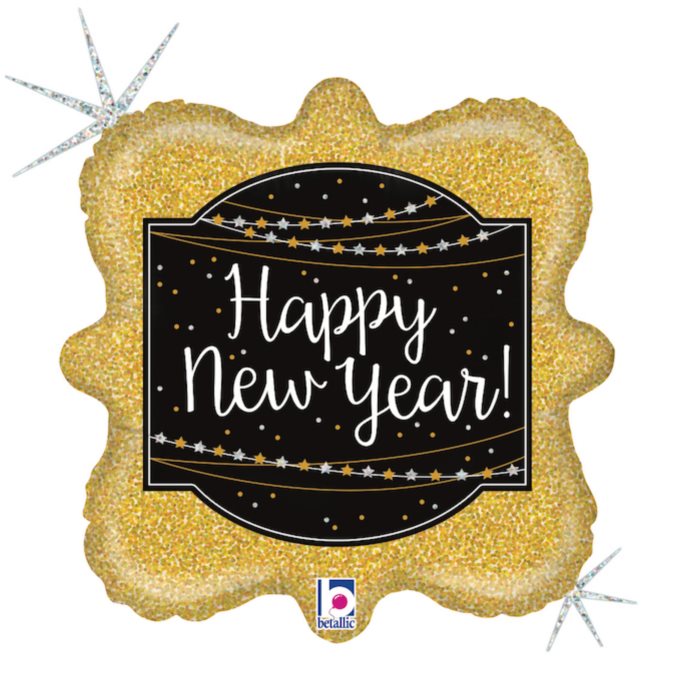 Balónek fóliový Happy NY glirtový 1ks