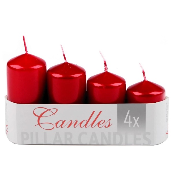 Levně Adventní svíčky sestupné perleťově červené 4 ks