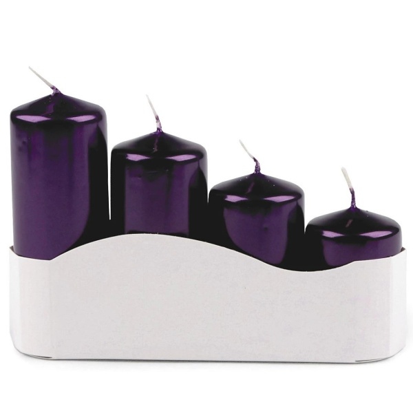 Levně Adventní svíčky sestupné perleťově fialové 4 ks