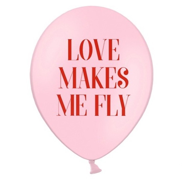 Balónky 50 ks Love makes me fly světle růžový 30 cm
