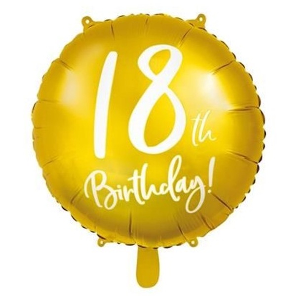 Balónek fóliový 18. narozeniny zlatý 45 cm