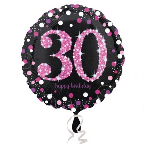 Balónek fóliový 30. narozeniny černorůžový
