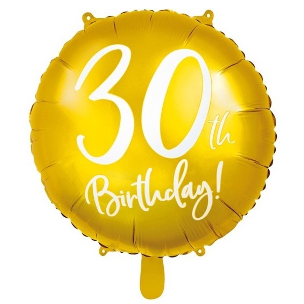 Balónek fóliový 30. narozeniny zlatý 45 cm