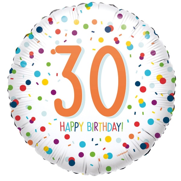 Narozeninová Let''s party – balónek fóliový 30 konfety 43 cm