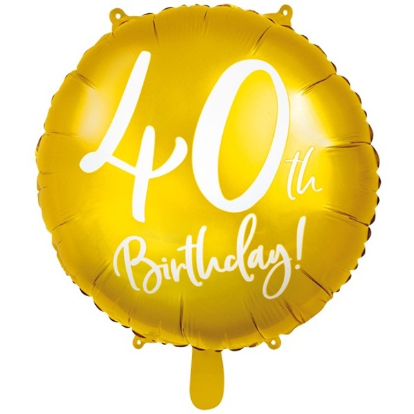 Balónek fóliový 40. narozeniny zlatý 45 cm