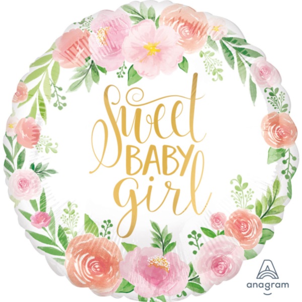 Floral Sweet Baby Girl  - Balónek fóliový 45 cm