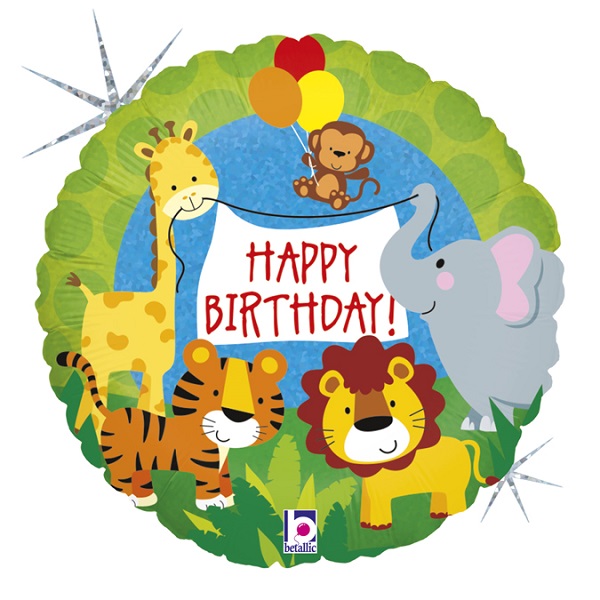 Balónek fóliový Happy Birthday Jungle 46 cm