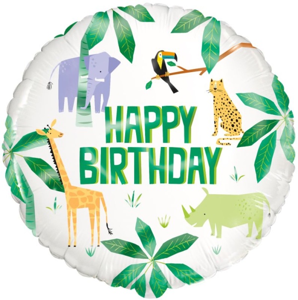 Balónek fóliový Happy Birthday Safari 46 cm