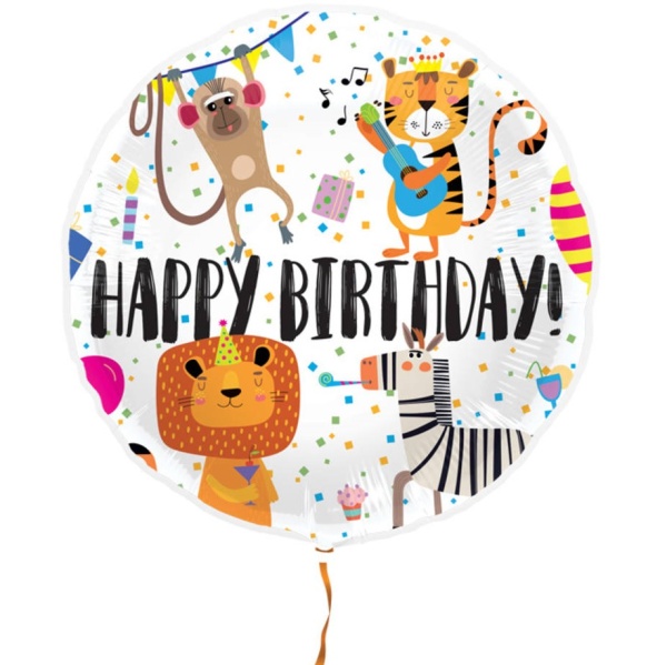 Balónek fóliový Happy Birthday Zvířátka 45 cm