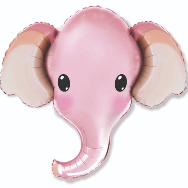 Levně Balónek fóliový Hlava slona růžová 81 x 99 cm