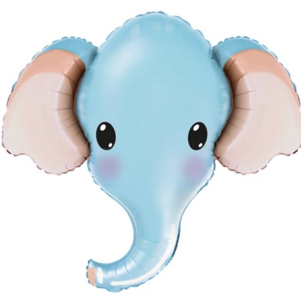 Levně Balónek fóliový Hlava slona světle modrá 81 x 99 cm
