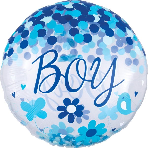 Levně Balónek fóliový Jumbo s konfetami Baby Boy