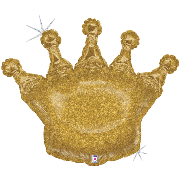 Levně Balónek fóliový Koruna zlatá glitrová