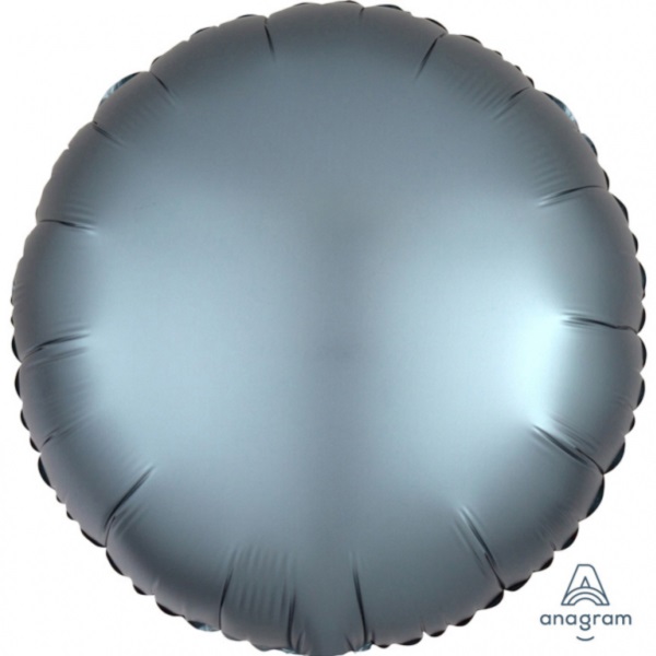 Balónek fóliový Kruh saténový ocelově modrý 43 cm