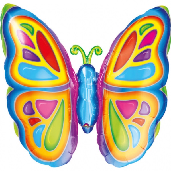 Balónek fóliový Motýl barevný 63 x 63 cm