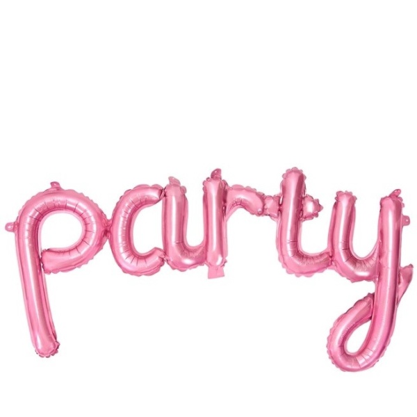 Balónek fóliový Nápis Party růžový