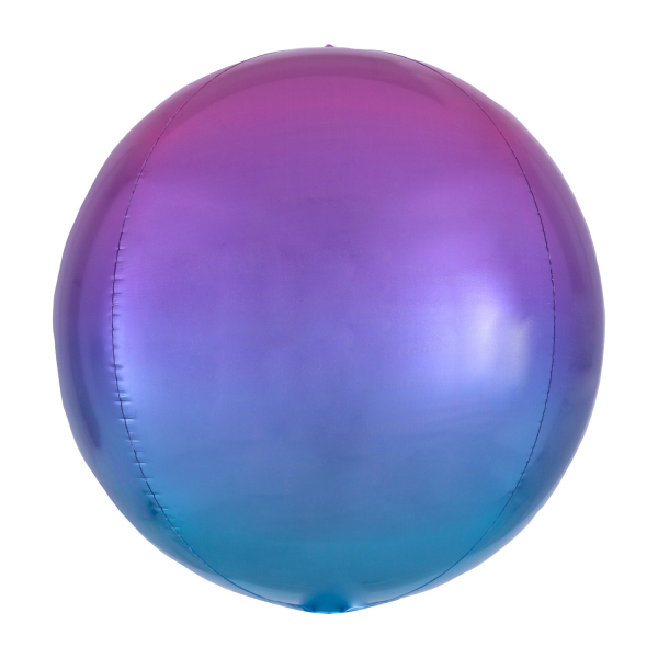 Balónek fóliový ORBZ koule Ombré růžovo-modrá 40 cm
