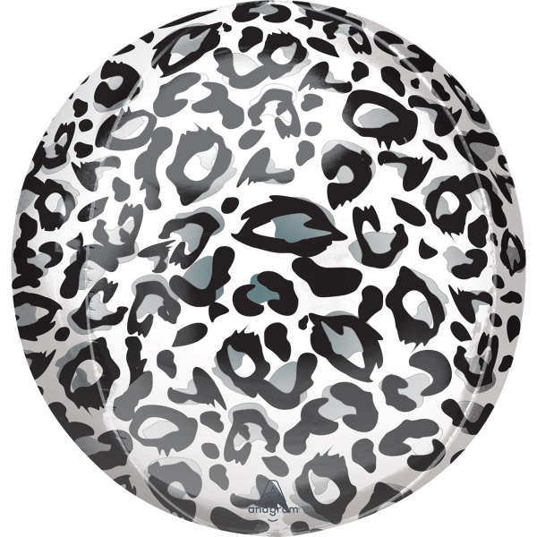 Balónek fóliový ORBZ koule vzor Sněžný leopard 38 cm