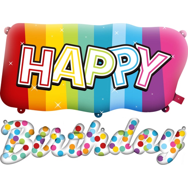 Balónek fóliový Rainbow Happy Bday set 90 x 37 cm/88 x 25 cm