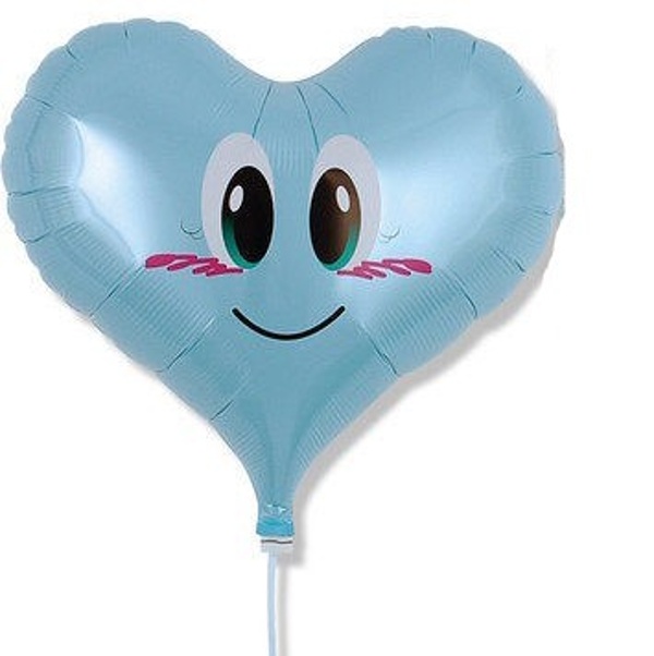 Balónek fóliový Srdce Smile Angel modré 35 cm