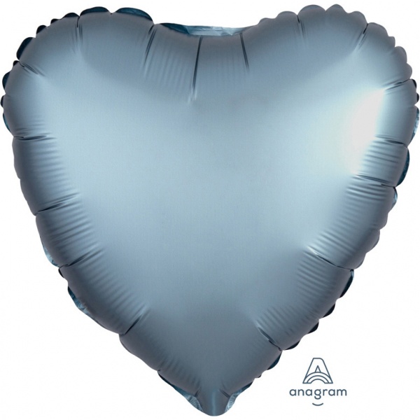 Balónek fóliový Srdce saténové ocelově modré 45 cm