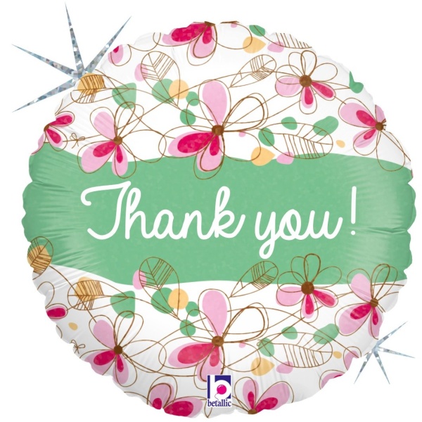 Balónek fóliový Thank you květinový