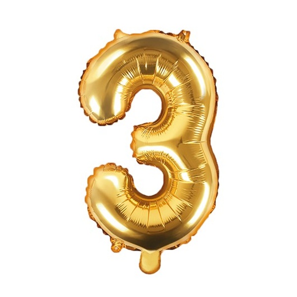 Levně Balónek fóliový "3" zlatá 35 cm