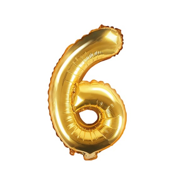 Balónek fóliový "6" zlatá 35 cm