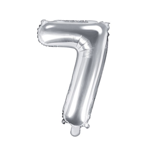 Balónek fóliový "7" holografická stříbrná 35 cm