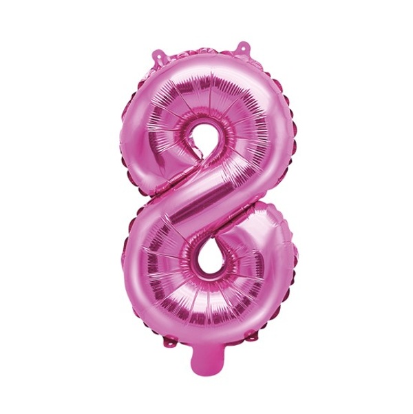 Balónek fóliový "8" růžová 35 cm