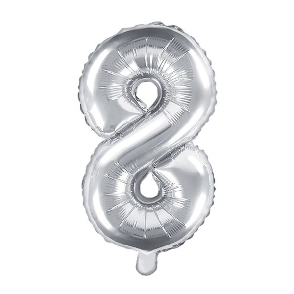 Balónek fóliový "8" stříbrná 35 cm