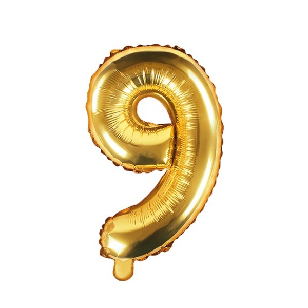 Balónek fóliový "9" zlatá 35 cm