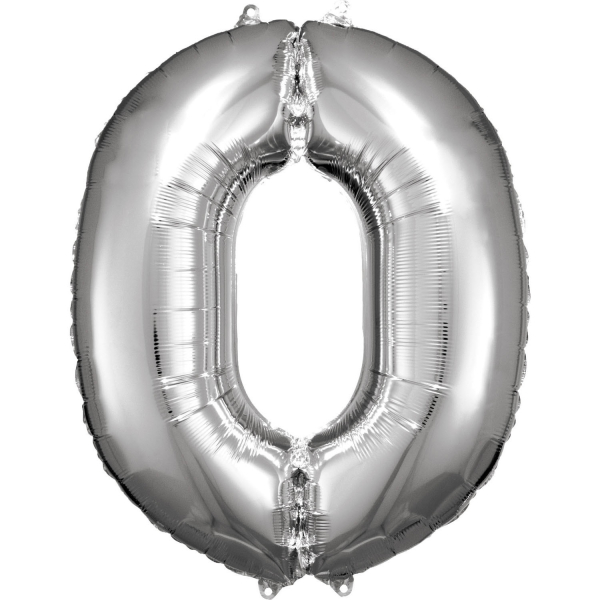 Balónek fóliový číslice 0 stříbrná 66 x 88 cm