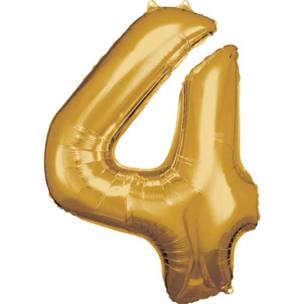 Levně Balónek fóliový číslice 4 zlatá 66 x 88 cm