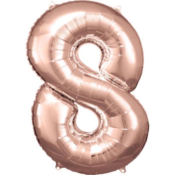Levně Balónek fóliový číslice 8 růžové zlato 53 x 83 cm