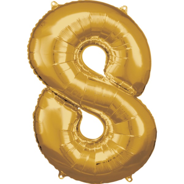 Levně Balónek fóliový číslice 8 zlatá 53 x 83 cm